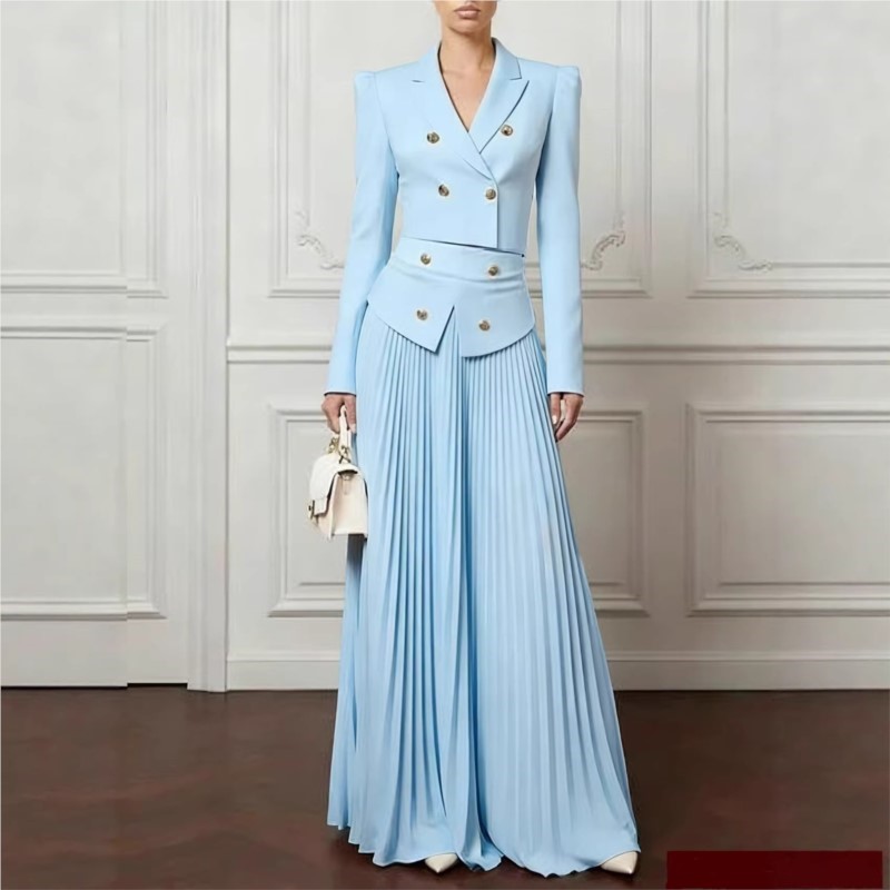 Women'S Formal Wear Suit - Elegancki Zestaw Dwuczęściowy: Żakiet z Klapami