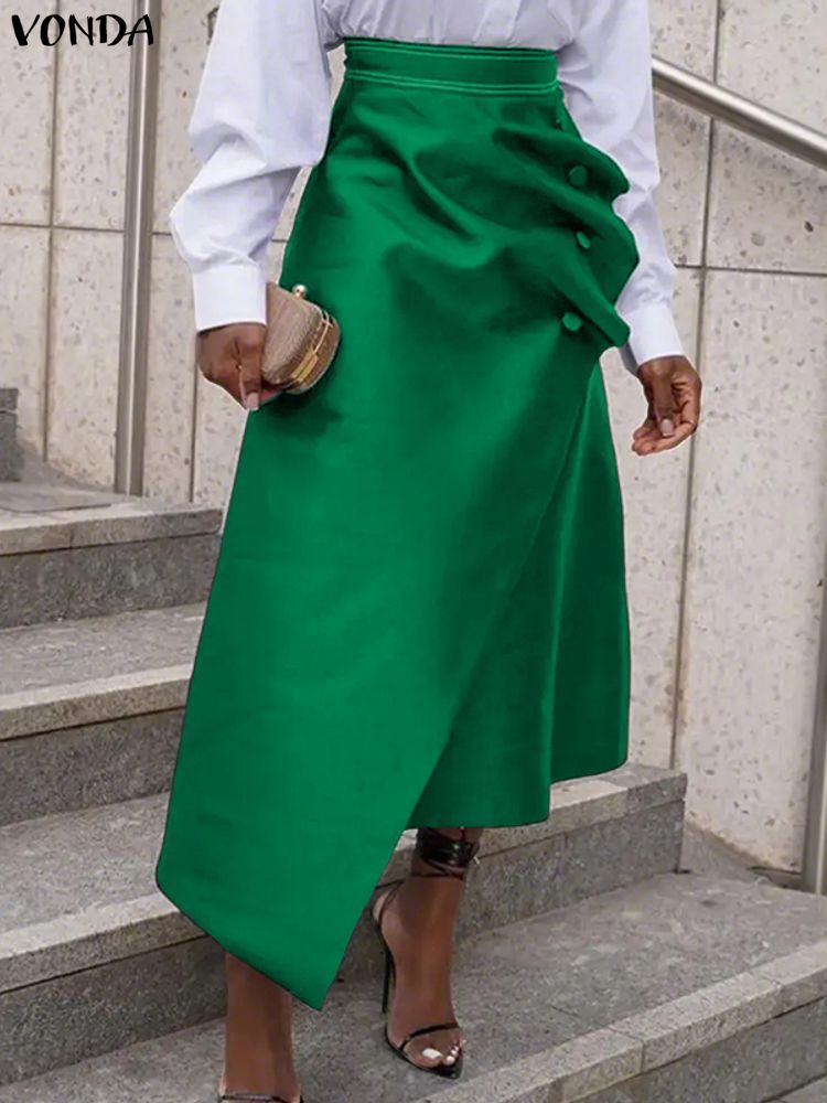 Pencil Skirt Midi - Spódnice satynowe plus size VONDA Eleganckie