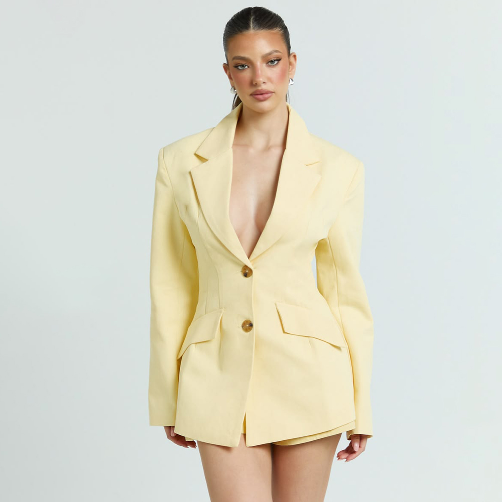 Jasnożółty damski dwuczęściowy – Women Formal Wear Shirt And Pant recenzja i cena
